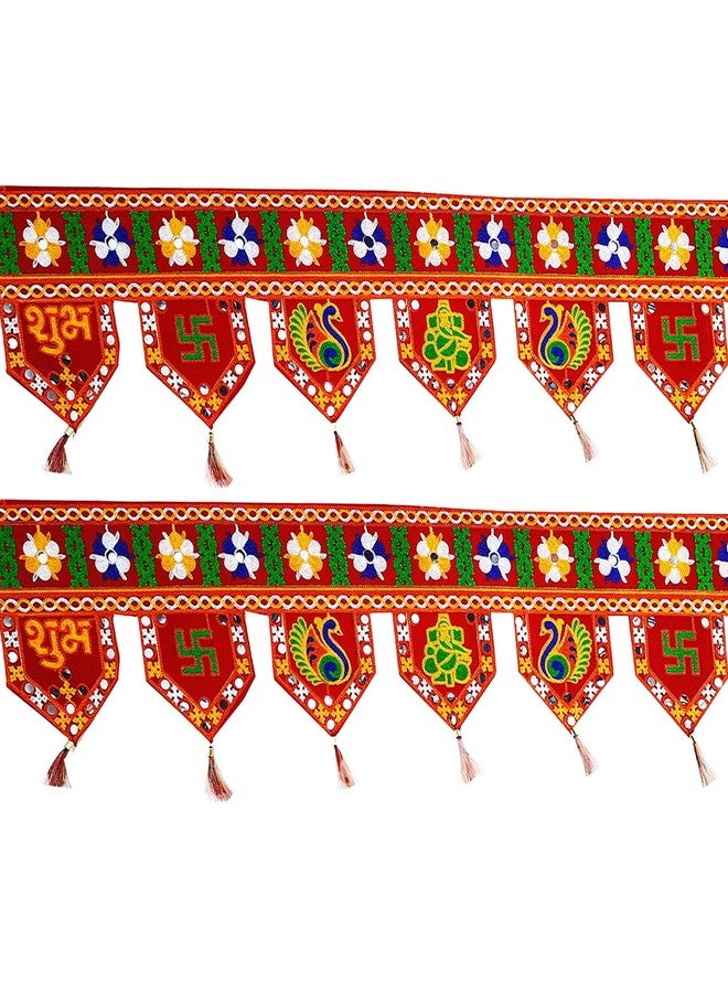Ascension Design Subh Labh Traditional Art Handmade Door Bandarwal toran for Home Decor Hangings for Decoration Red (Pack of 1),25 Centimeters - Image 3
